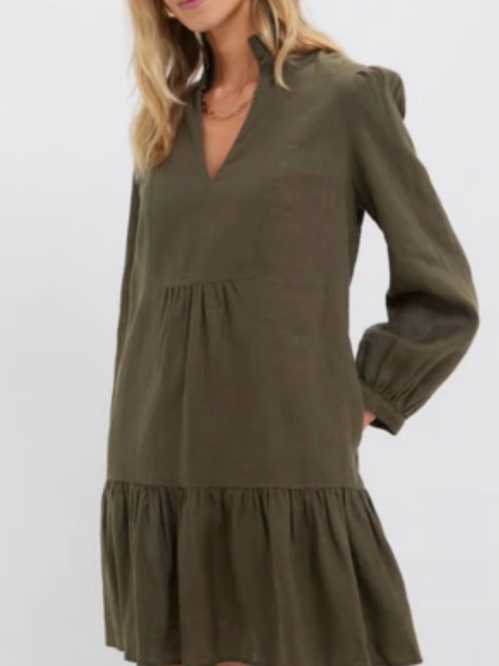 NWT Tuckernuck Olive Green Palmerston Dress in Linen XL